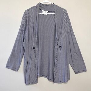 Ulla Popken Women's Open Cardigan Striped Nautical Office Cotton Plus Size 20/22